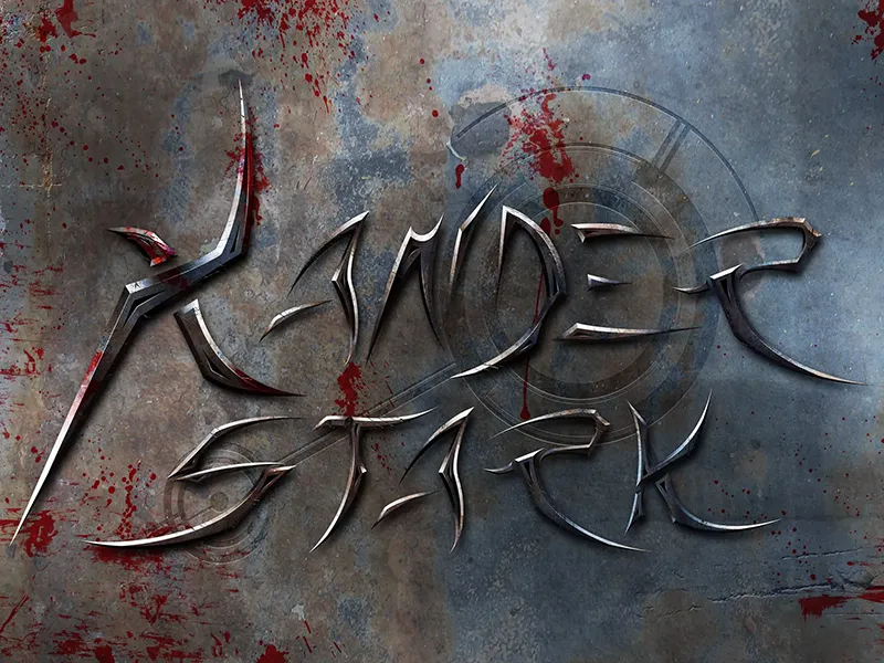 Xander Stark metallic lettering illustration on distressed metallic background