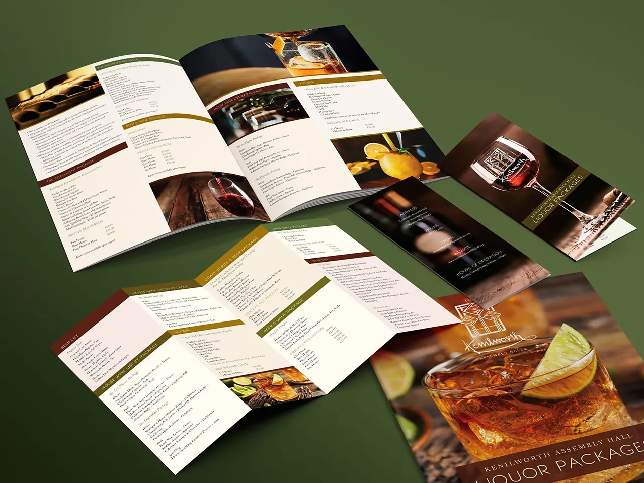 Kenilworth Park District liquor and event brochures