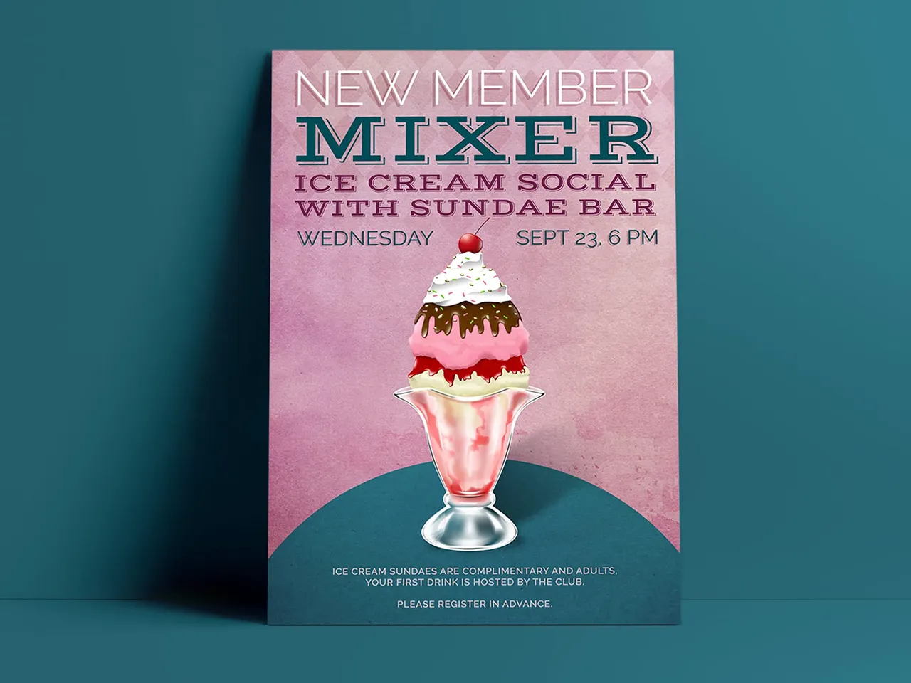 New Member Mixer Ice Cream Social promotional flyer