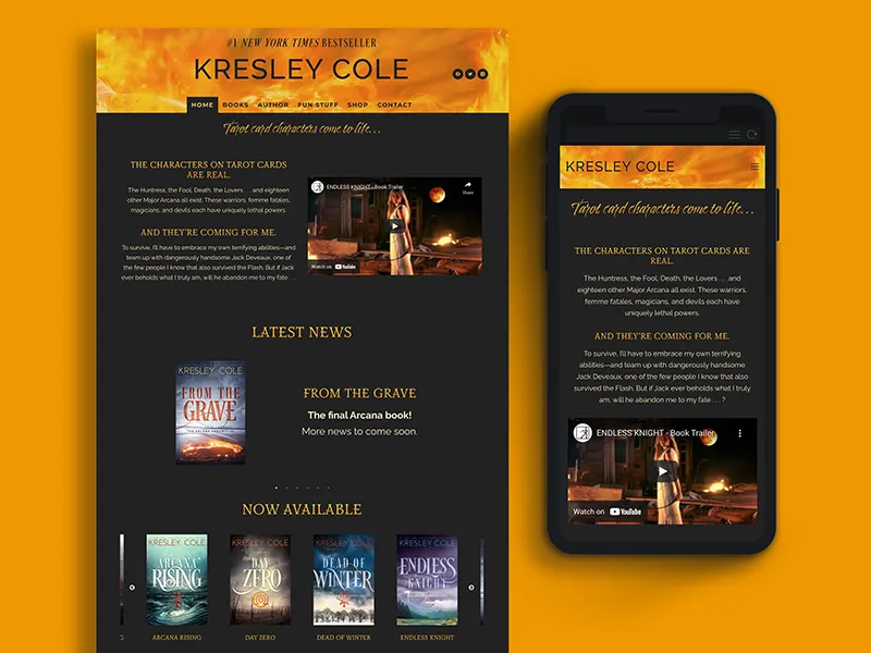 Kresley Cole website landing page screen capture